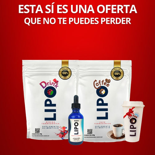 Trío Lipoburn + Lipodrink + Lipocoffee + VASO DE REGALO