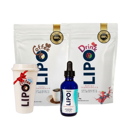 Kit Turbo Lipoburn + Lipodrink + Lipocoffee + VASO DE REGALO